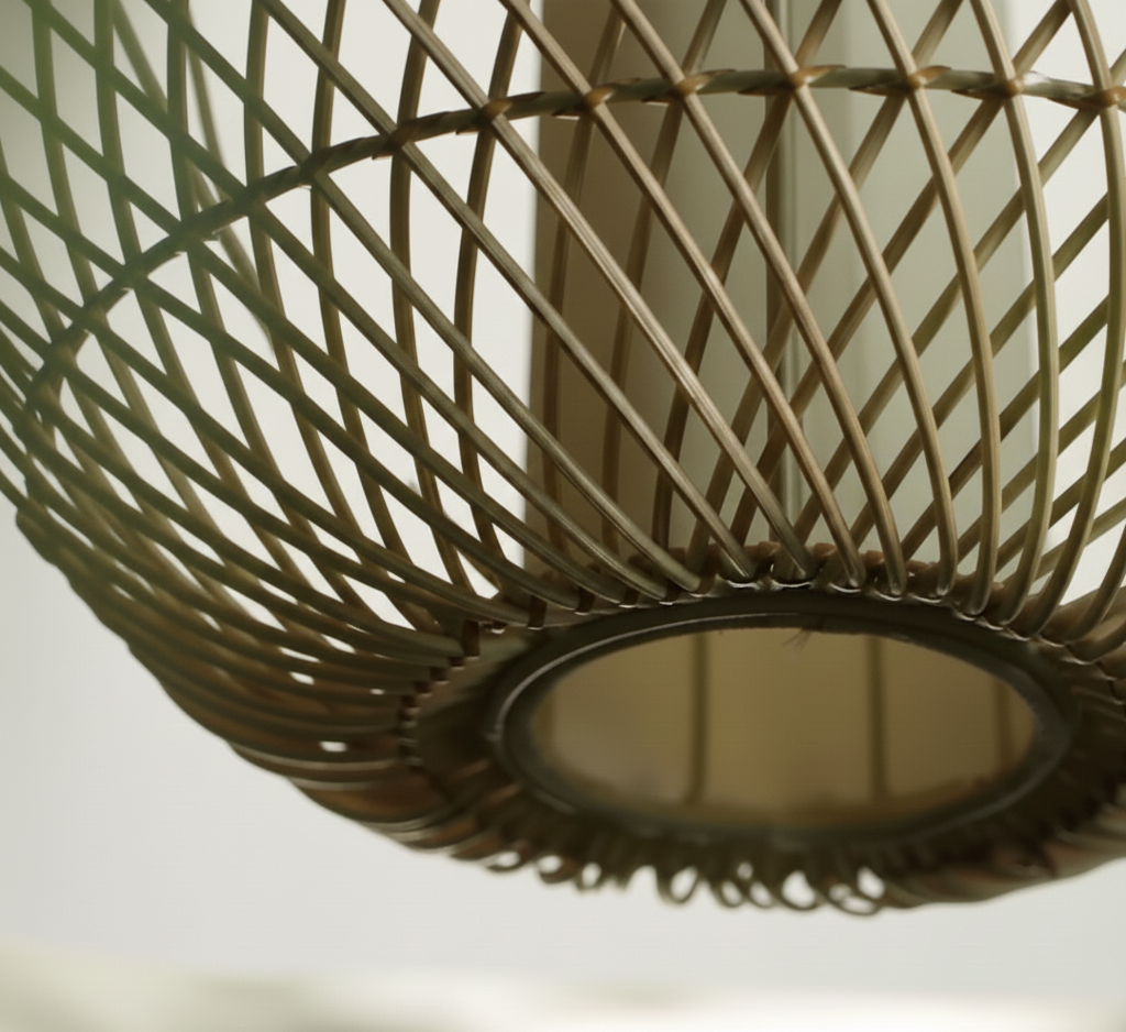 Bamboo Globe Handmade Natural-Cane Pendant Light for Home, restaurants and offices.