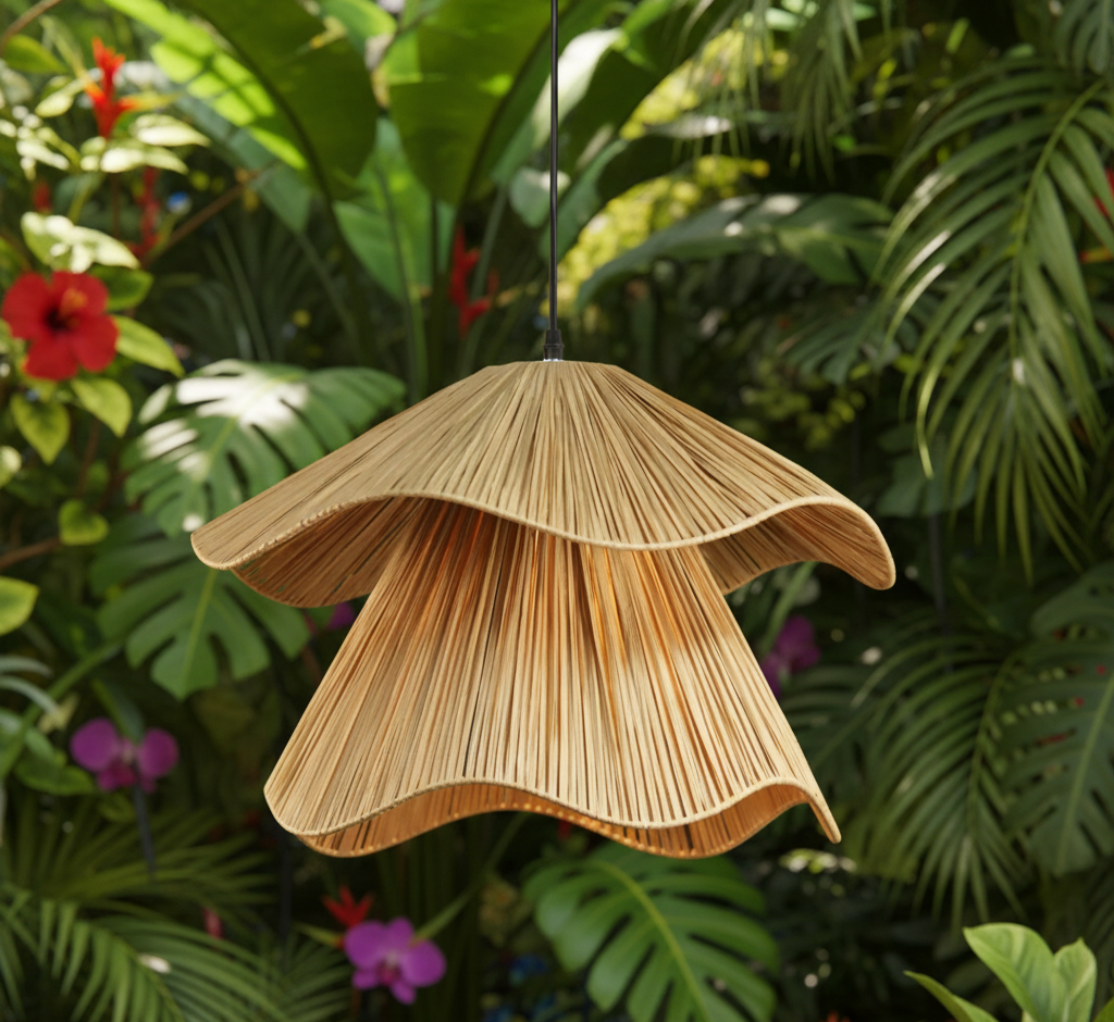 Woven Willow Chandelier Pendant Light - Natural/Raffia Pendant light For Home Restaurants And Offices.