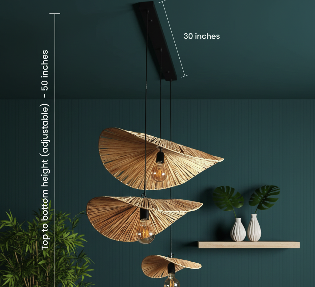 Boho Woven Sombrero Pendant Cluster for Home, restaurants and offices.