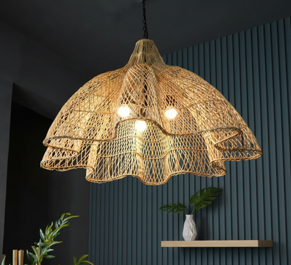 The Rattan Ruffle Handmade Pendant  for Home, restaurants and offices.