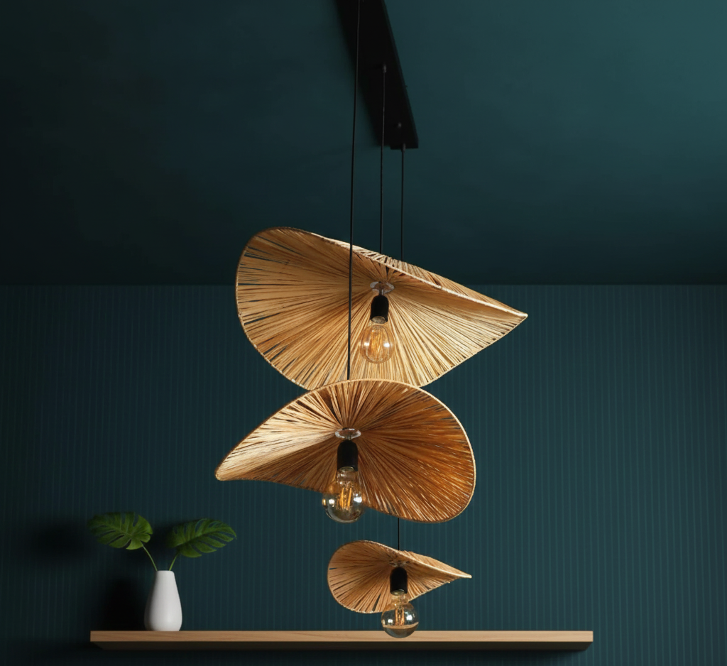 Boho Woven Sombrero Pendant Cluster for Home, restaurants and offices.