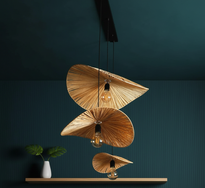 Boho Woven Sombrero Pendant Cluster for Home, restaurants and offices.