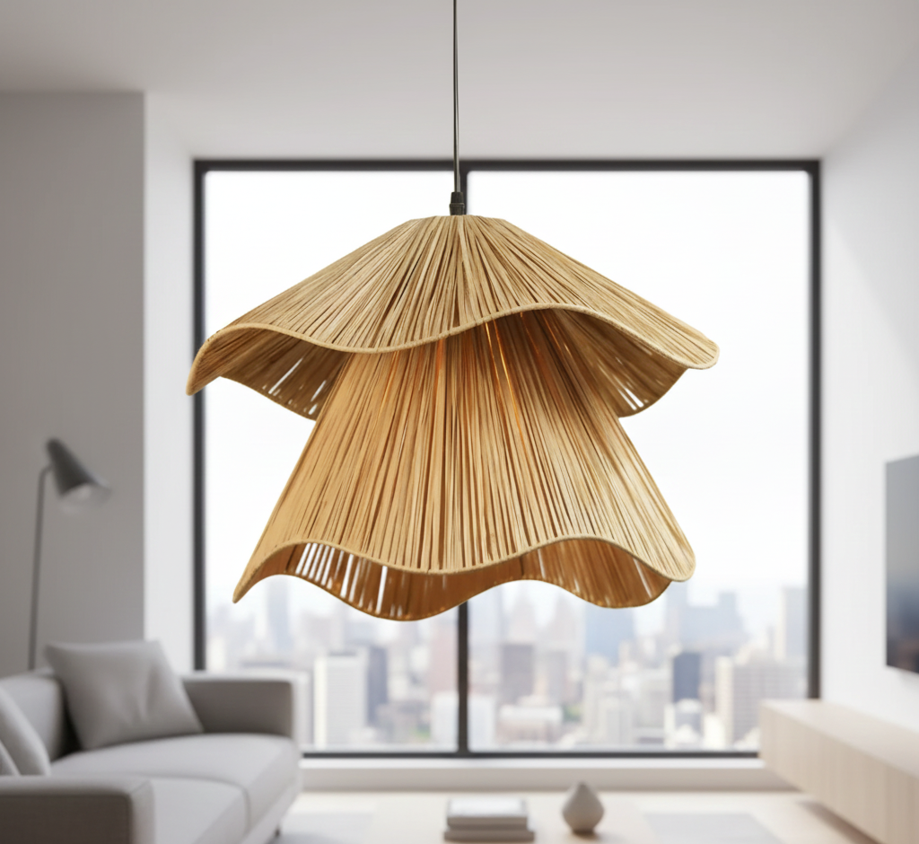Woven Willow Chandelier Pendant Light - Natural/Raffia Pendant light For Home Restaurants And Offices.