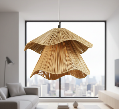 Woven Willow Chandelier Pendant Light - Natural/Raffia Pendant light For Home Restaurants And Offices.