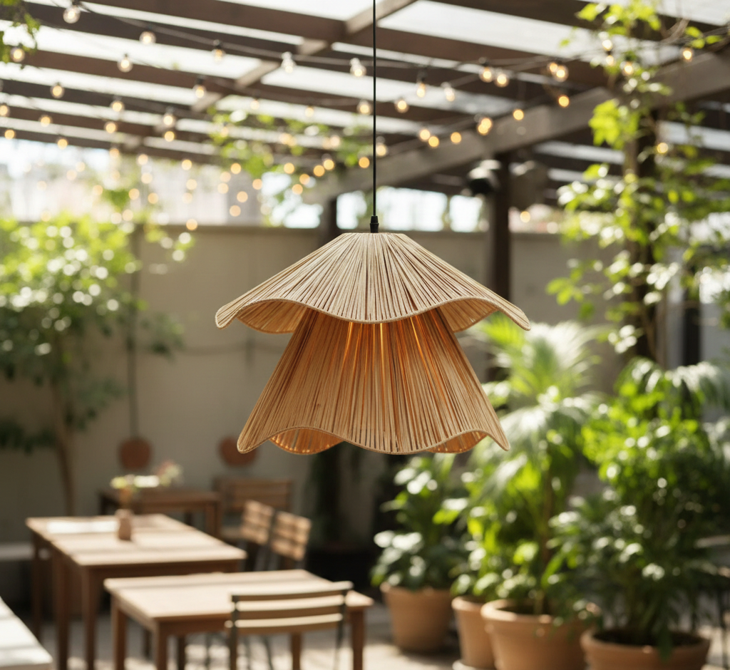 Woven Willow Chandelier Pendant Light - Natural/Raffia Pendant light For Home Restaurants And Offices.