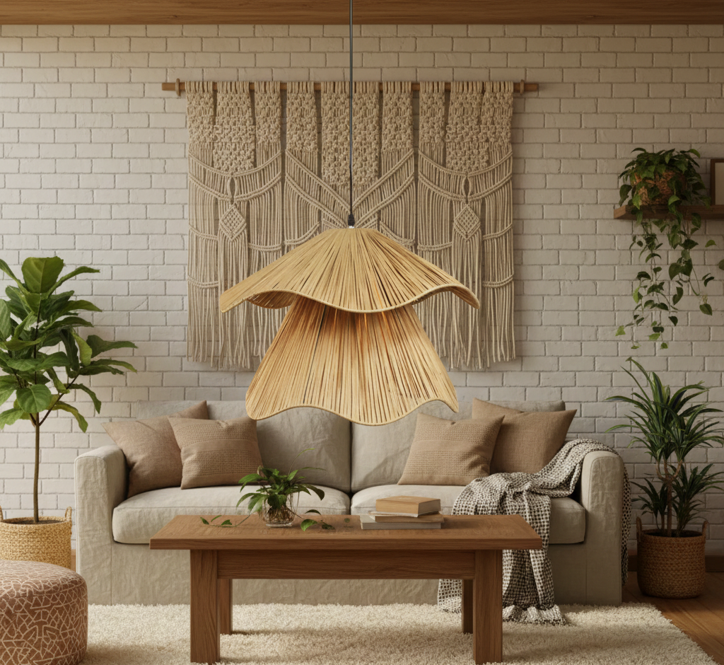 Woven Willow Chandelier Pendant Light - Natural/Raffia Pendant light For Home Restaurants And Offices.