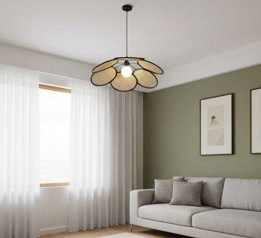 Rattan Bloom Handmade Natural Bamboo Pendant Light for Home, restaurants and offices.
