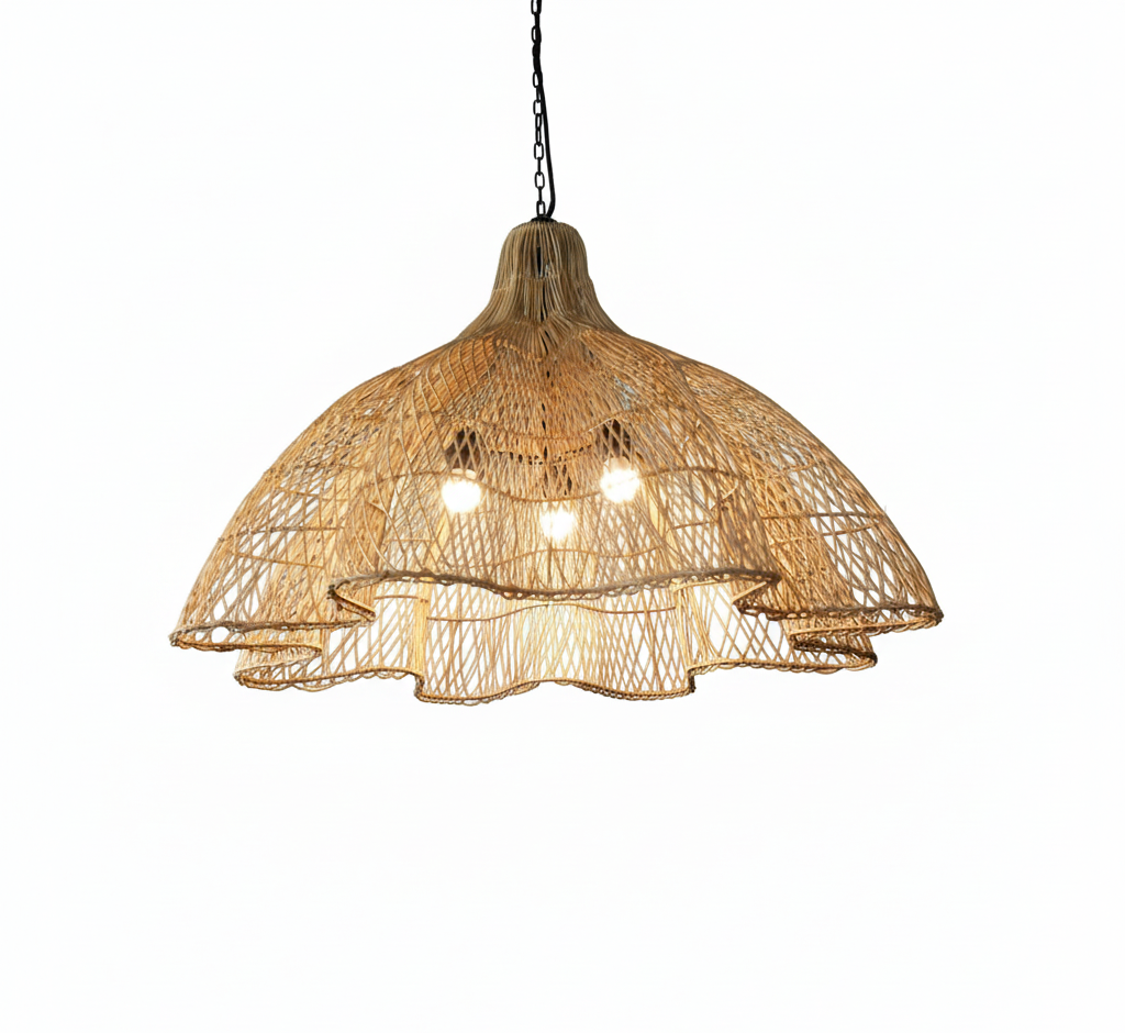 The Rattan Ruffle Handmade Pendant  for Home, restaurants and offices.