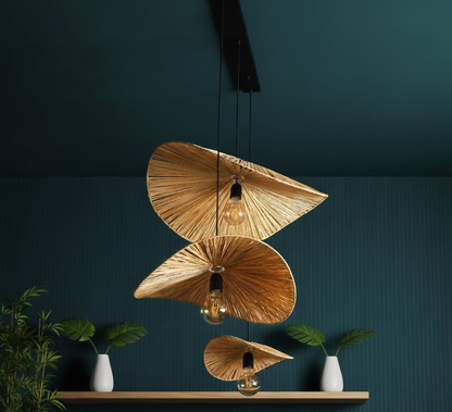 Boho Woven Sombrero Pendant Cluster for Home, restaurants and offices.