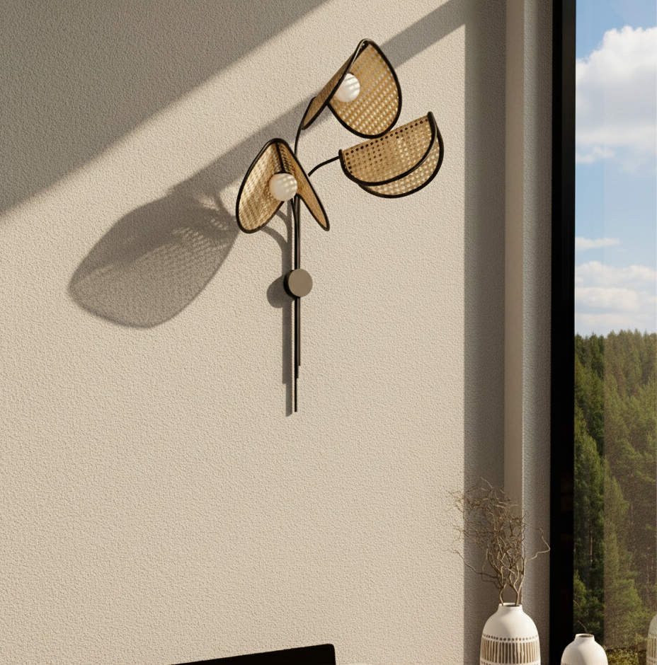 Artemisia Sconce Unique Handmade Woven Wall-Mounted Light, Natural/Rattan Wall Light for Home Restaurants and Offices