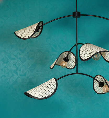 The Cane Leaf Draping Handmade Natural-Cane Pendant Light for Home, restaurants and offices.