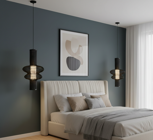 Hourglass Rattan, Handmade Natural-Cane Pendant Light for Home, restaurants and offices. (Set of Two)