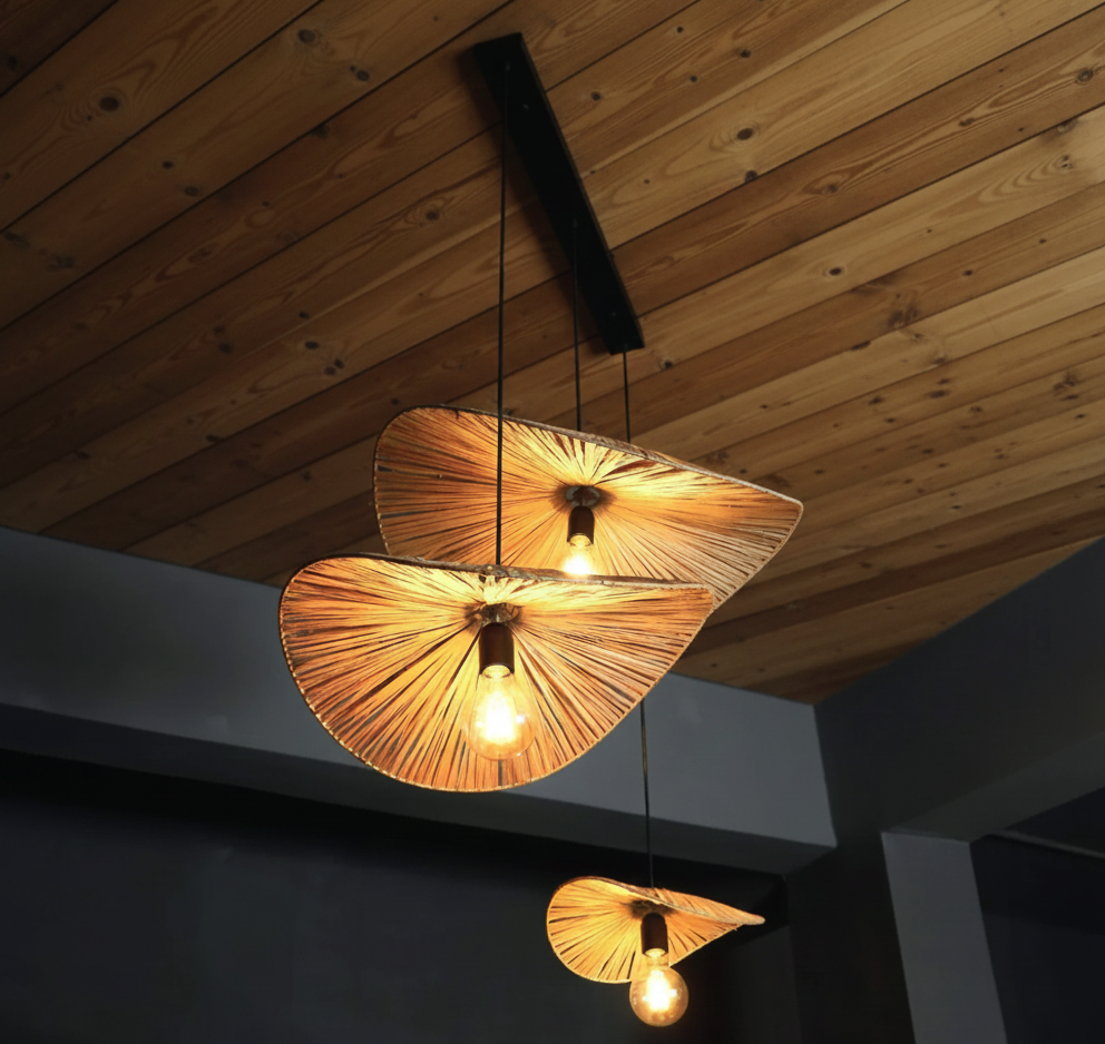 Boho Woven Sombrero Pendant Cluster for Home, restaurants and offices.