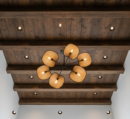 The Cane Leaf Draping Handmade Natural-Cane Pendant Light for Home, restaurants and offices.