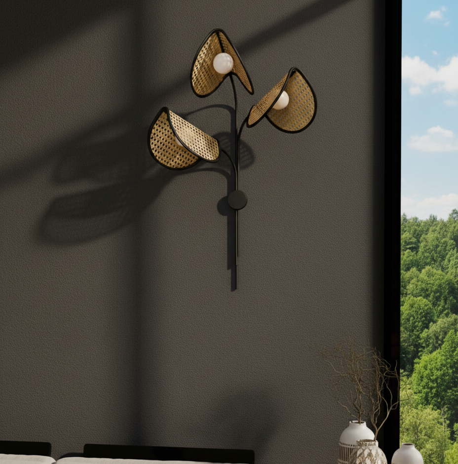 Artemisia Sconce Unique Handmade Woven Wall-Mounted Light, Natural/Rattan Wall Light for Home Restaurants and Offices